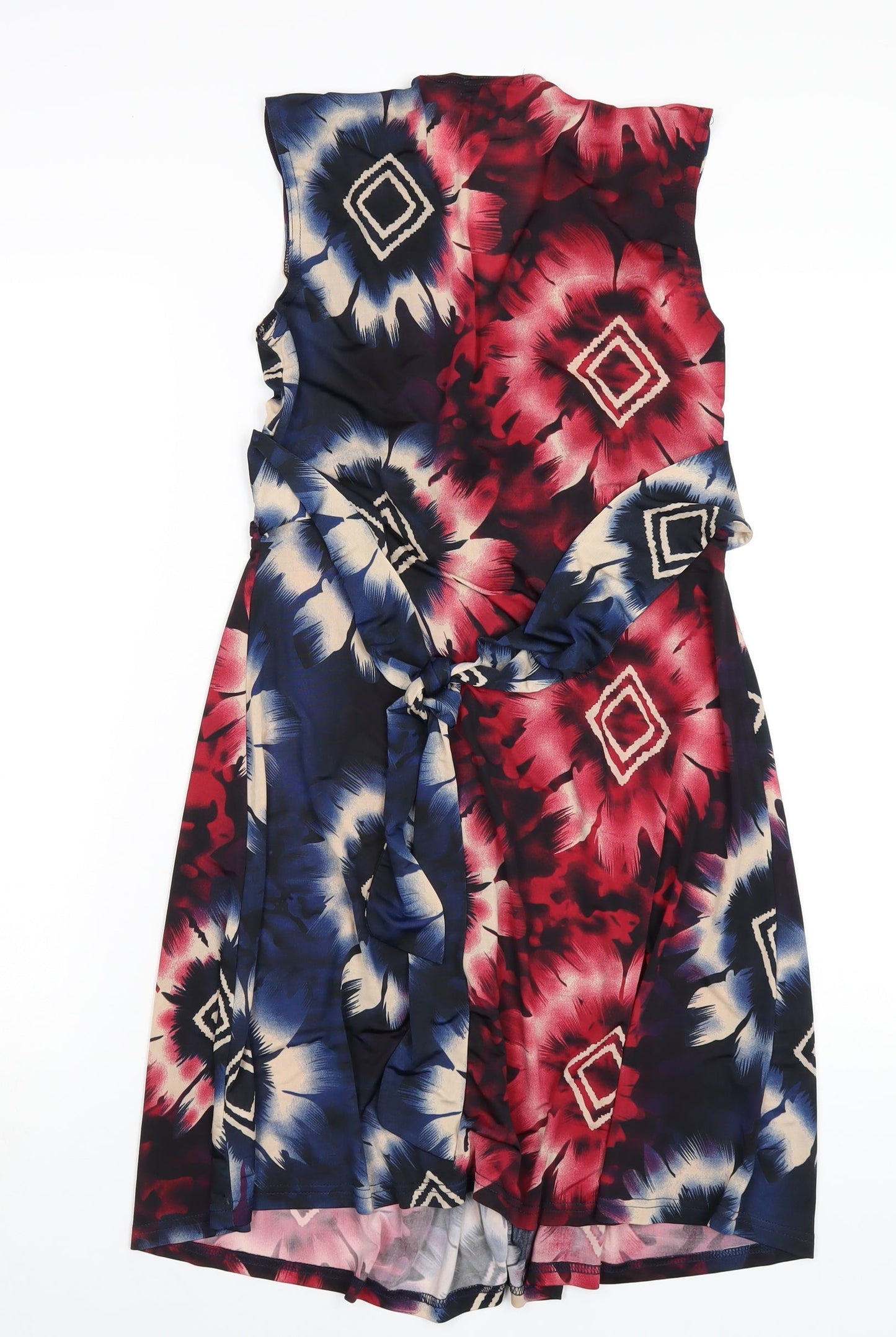 Mandi Womens Multicoloured Geometric Polyester A-Line Size 12 V-Neck Pullover