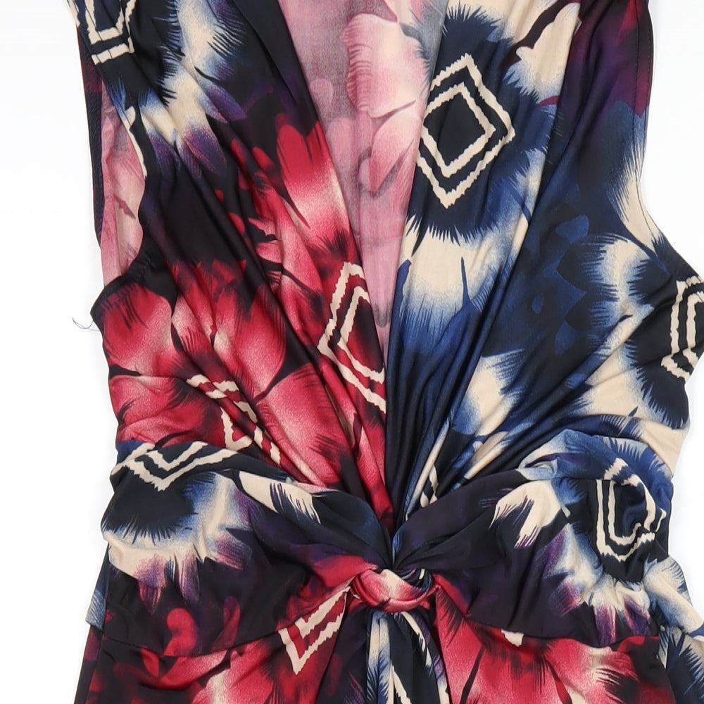 Mandi Womens Multicoloured Geometric Polyester A-Line Size 12 V-Neck Pullover