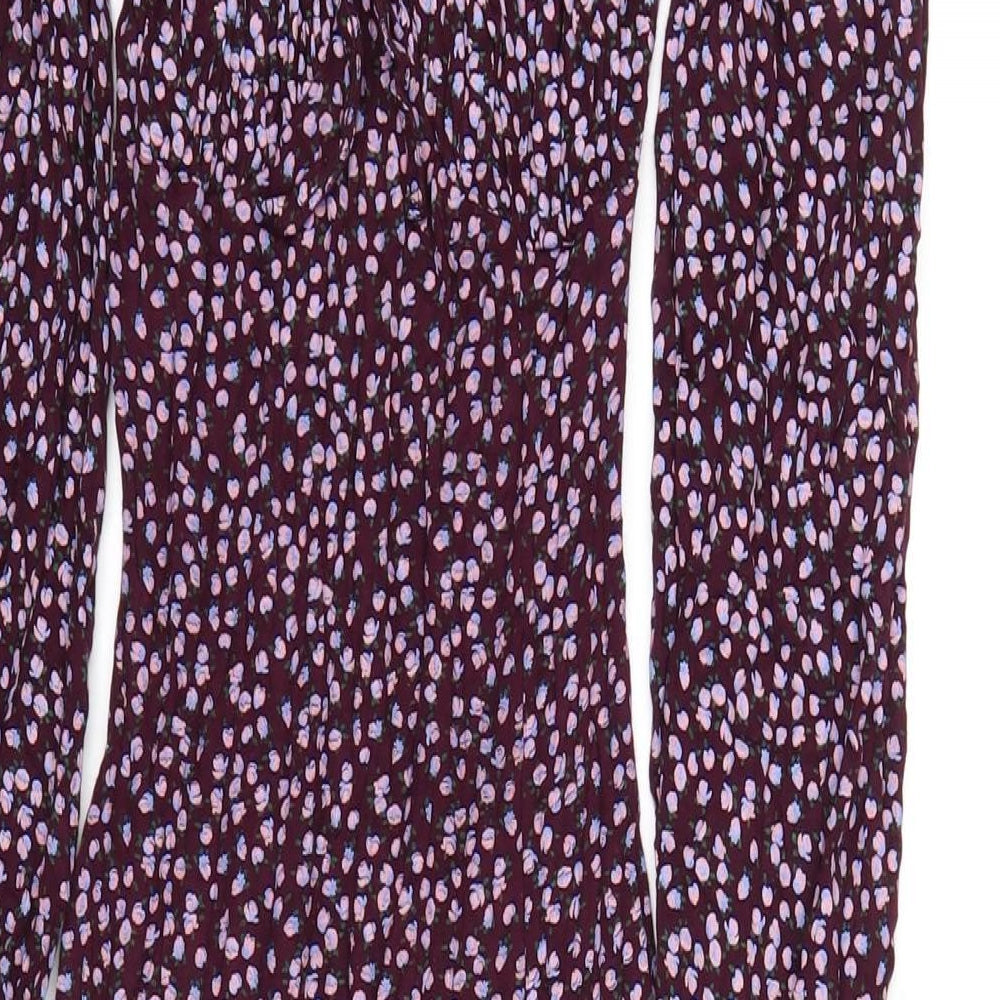 Missguided Womens Purple Floral Viscose Bodycon Size 4 Square Neck Pullover