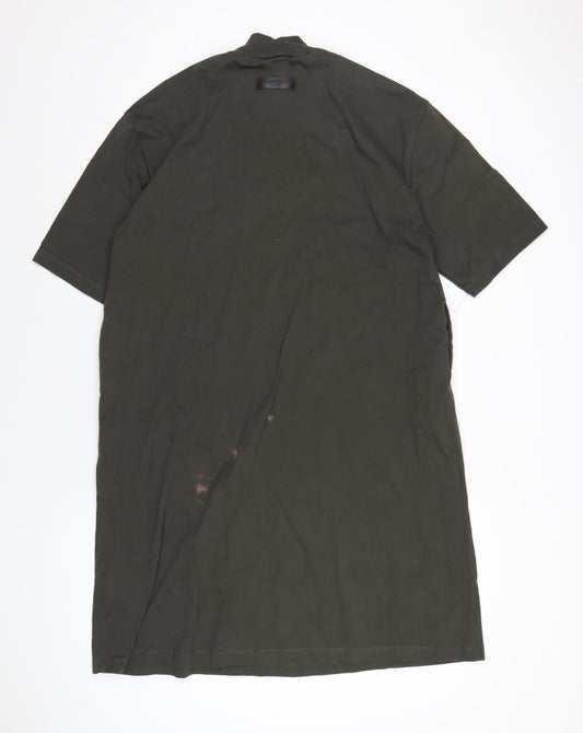 Fear of God Womens Green Cotton T-Shirt Dress Size S Mock Neck Pullover