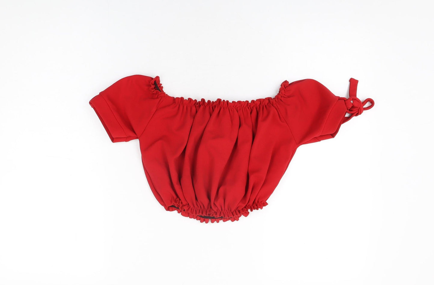 New Look Womens Red Polyester Cropped T-Shirt Size 8 Off the Shoulder