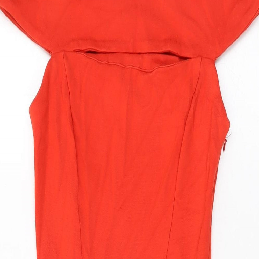 ASOS Womens Red Viscose Bodycon Size 8 Off the Shoulder Zip