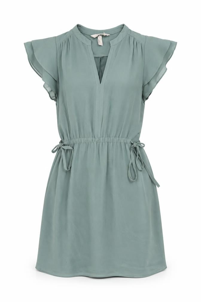 H&M Womens Green Polyester Shift Size 6 V-Neck Drawstring