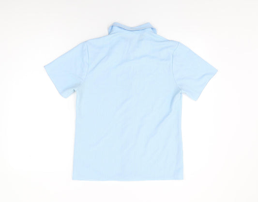 Trevira Womens Blue Polyester Basic Button-Up Size 16 Collared