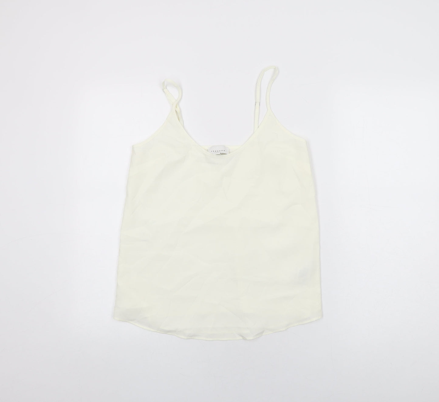Topshop Womens White Polyester Camisole T-Shirt Size 6 Round Neck
