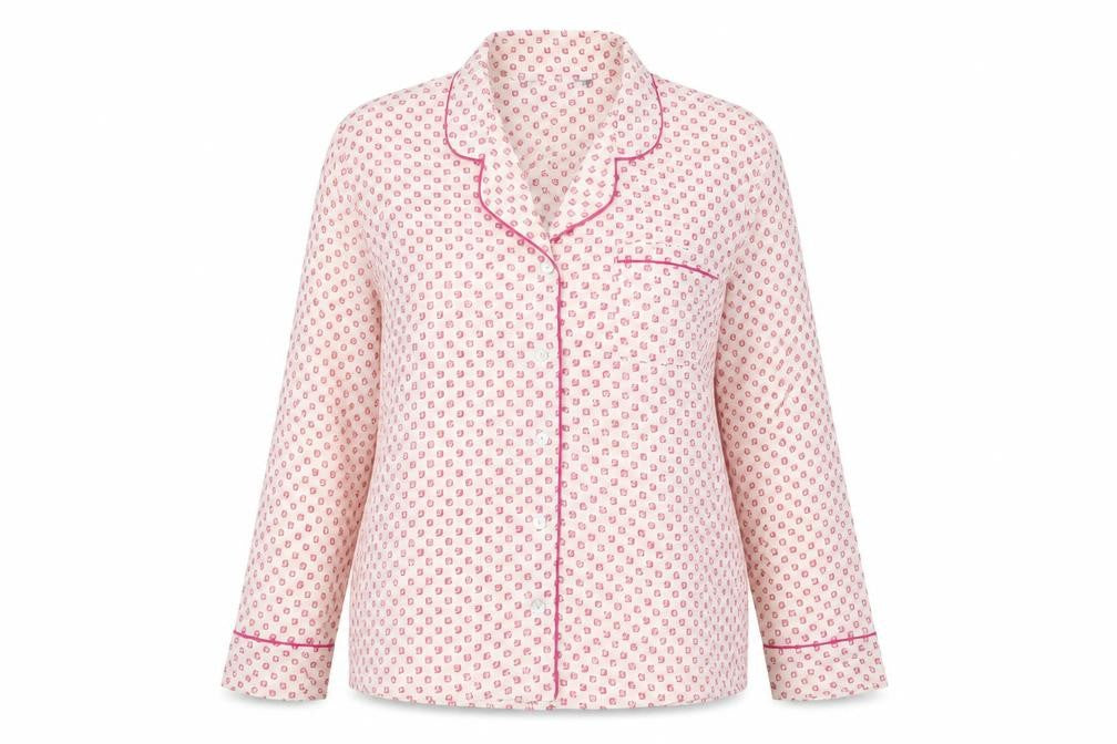 Marks & Spencer Womens Pink Floral Polyester Top Pyjama Top Size 14 Button