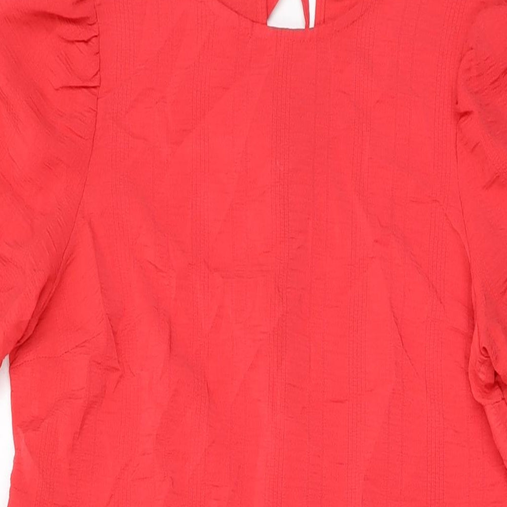 New Look Womens Pink Polyester Shift Size 8 Round Neck Tie