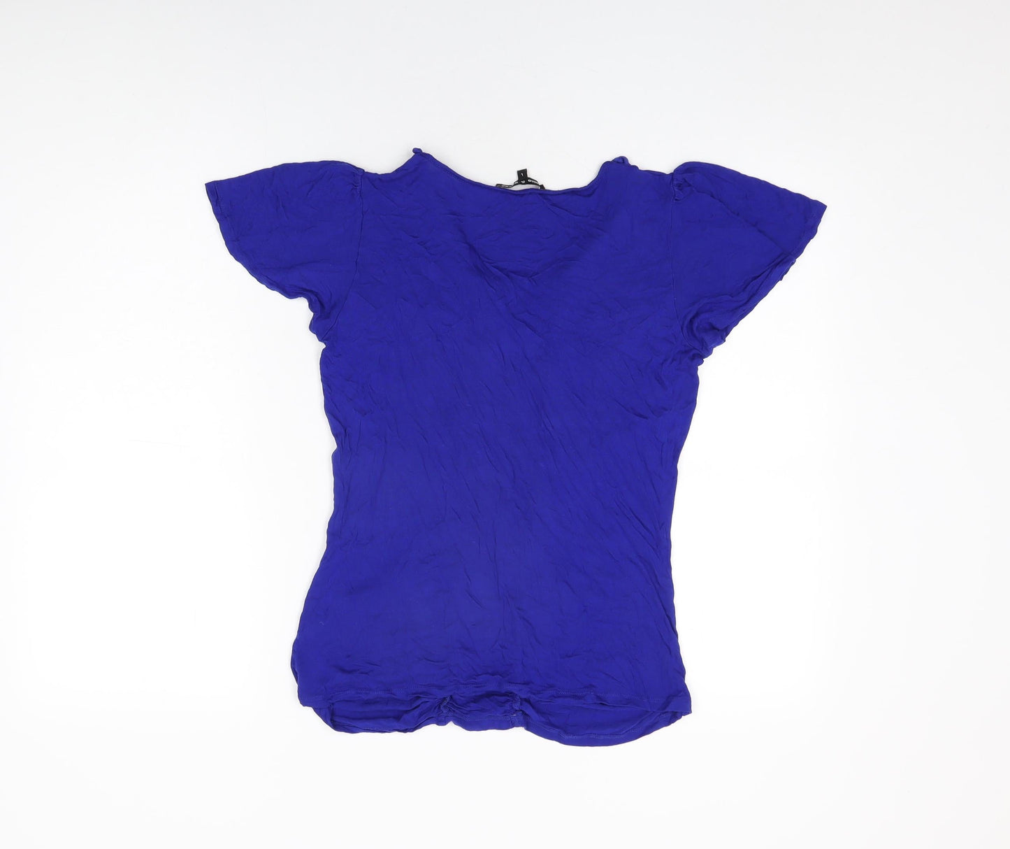 Cable & Gauge Womens Blue Viscose Basic T-Shirt Size L Round Neck