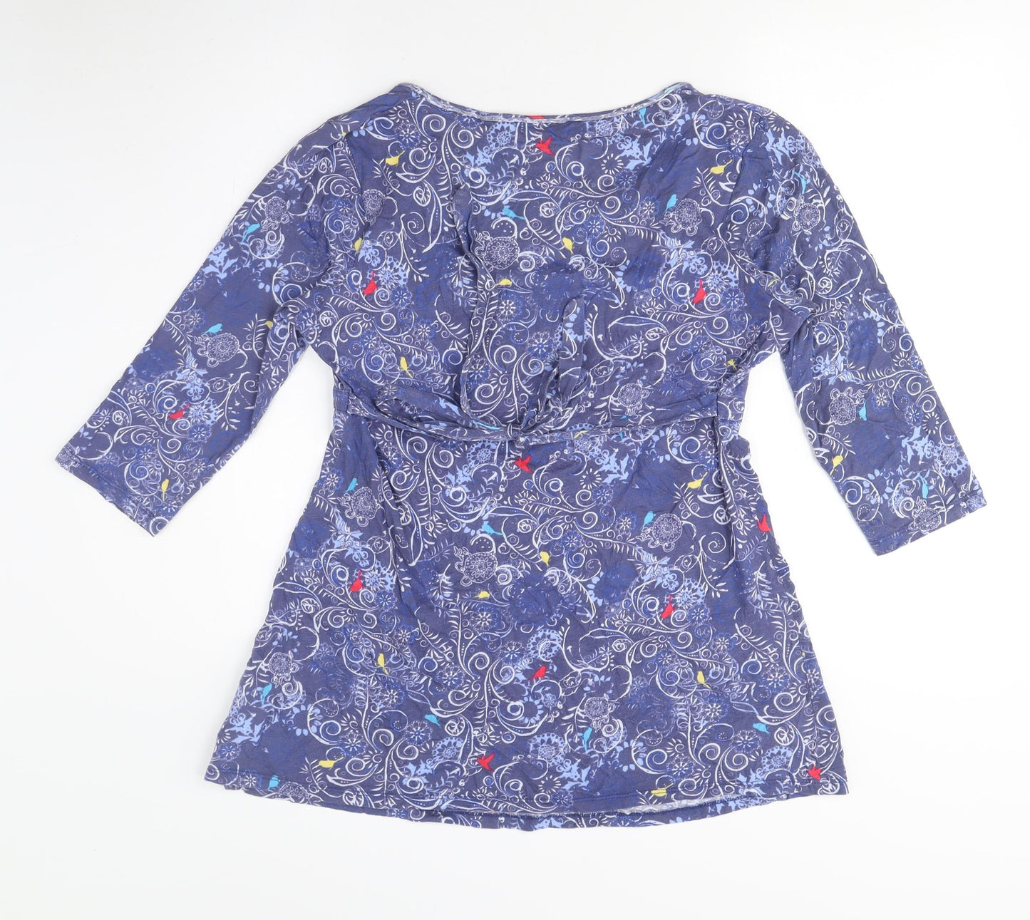 Popsoda Women's Blue Floral Tunic Blouse M