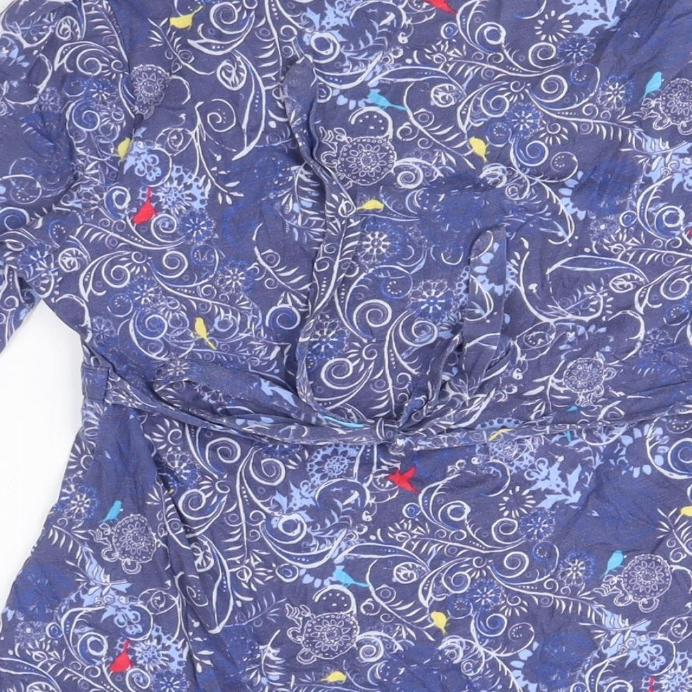 Popsoda Women's Blue Floral Tunic Blouse M