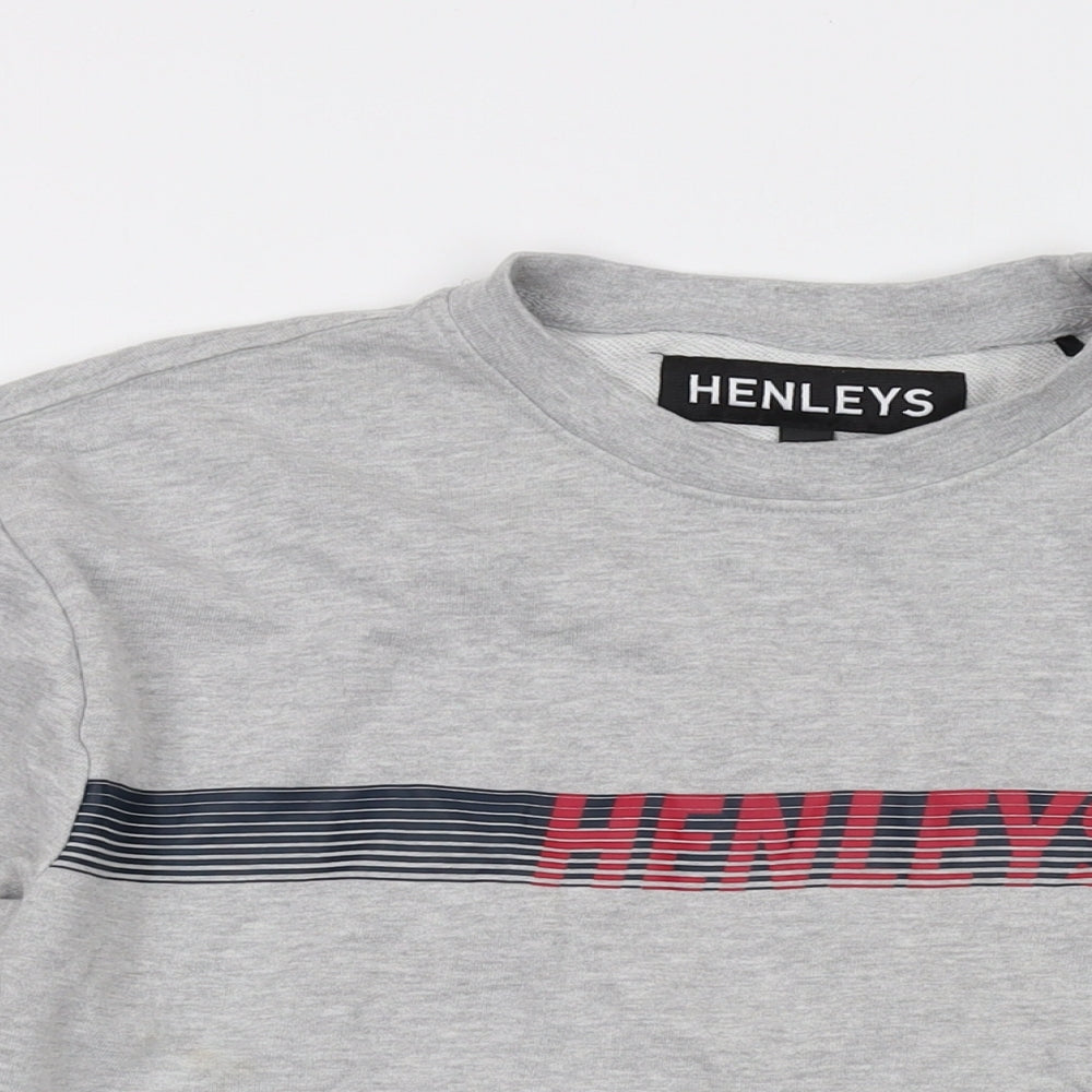 Henleys Mens Grey Cotton Pullover Sweatshirt Size S