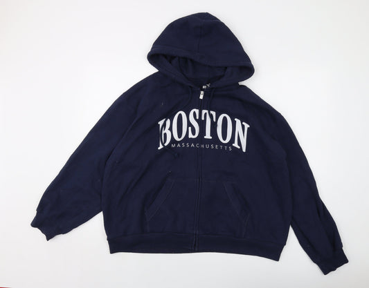 Hollister Mens Blue Cotton Full Zip Hoodie Size XL