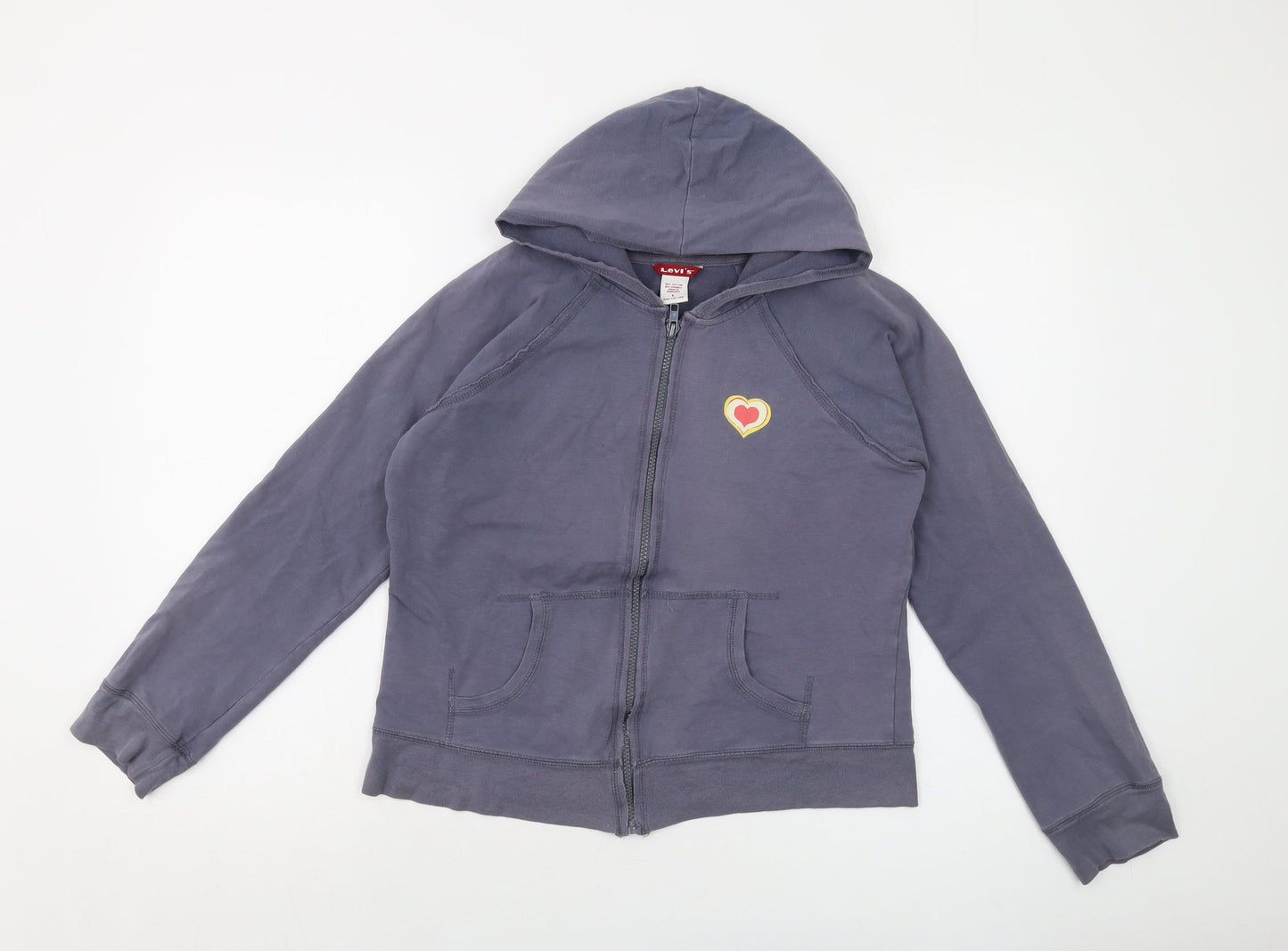 Levi's Womens Grey Cotton Full Zip Hoodie Size L Zip