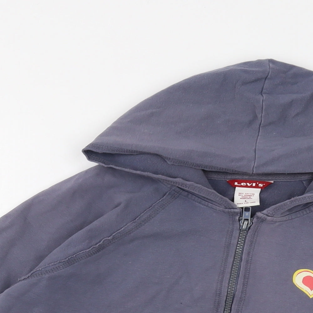 Levi's Womens Grey Cotton Full Zip Hoodie Size L Zip