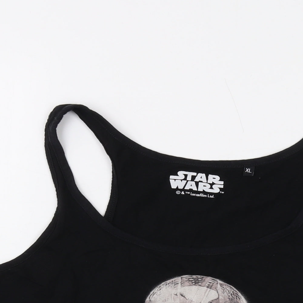 Satar Wars Womens Black Cotton Basic Tank Size XL Round Neck
