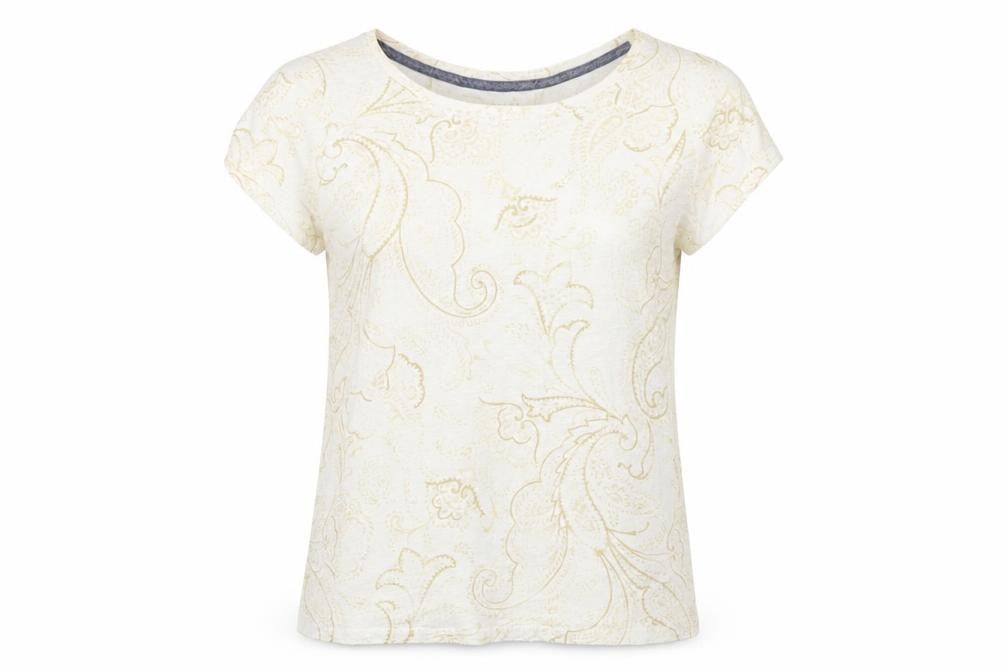 Womens UK Size M Lands' End Ivory Cotton T-Shirt