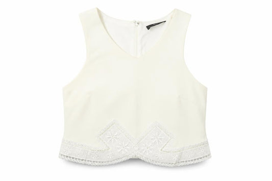 Womens UK Size 14 AX Paris Ivory Polyester Tank