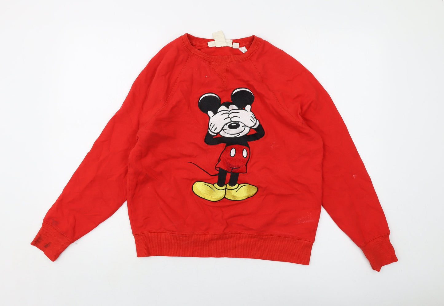 Disney Womens Red Cotton Pullover Sweatshirt Size S Pullover - Mickey Mouse