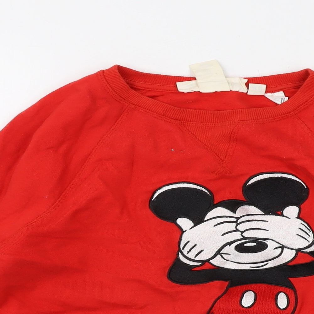 Disney Womens Red Cotton Pullover Sweatshirt Size S Pullover - Mickey Mouse