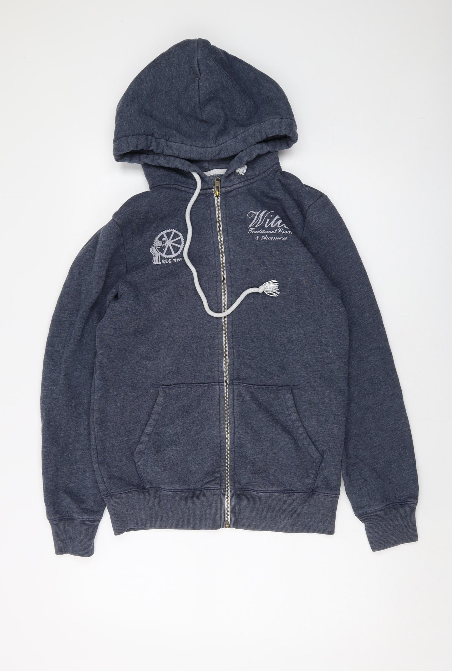 Jack Wills Mens Blue Cotton Full Zip Hoodie Size XS