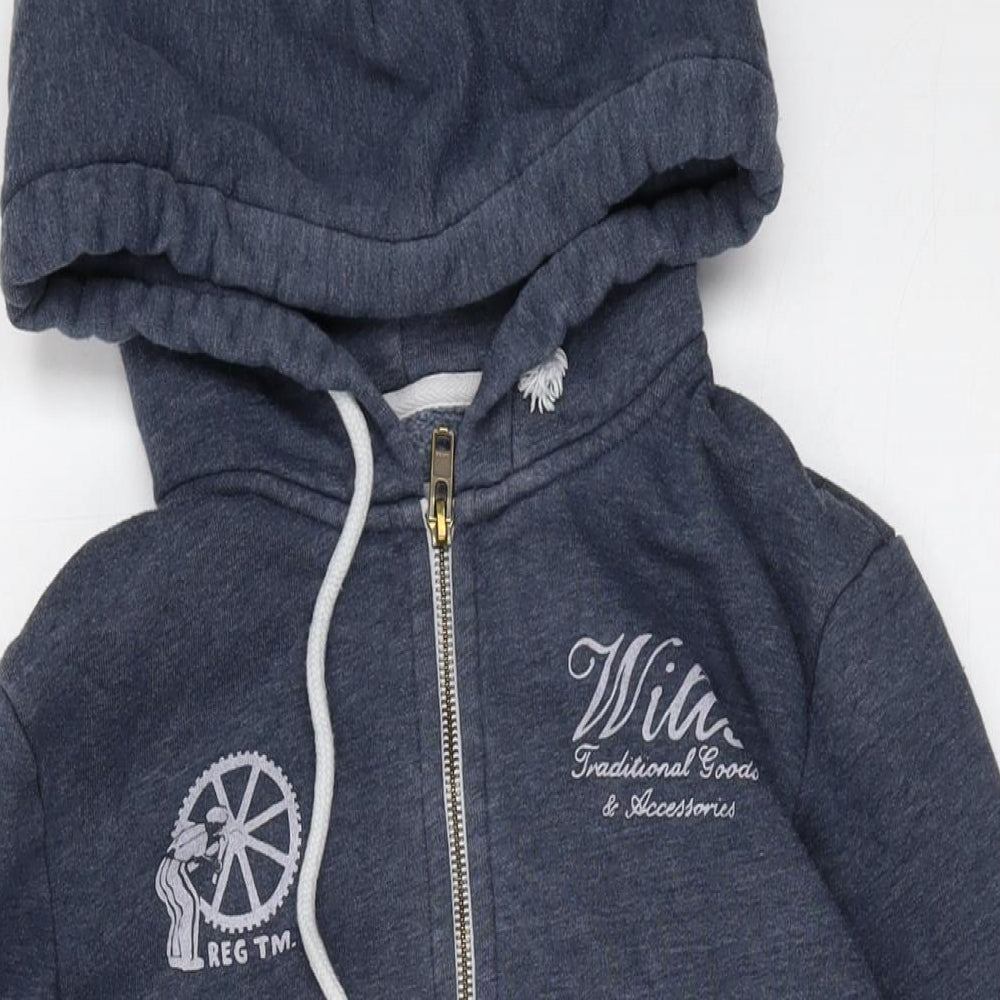 Jack Wills Mens Blue Cotton Full Zip Hoodie Size XS