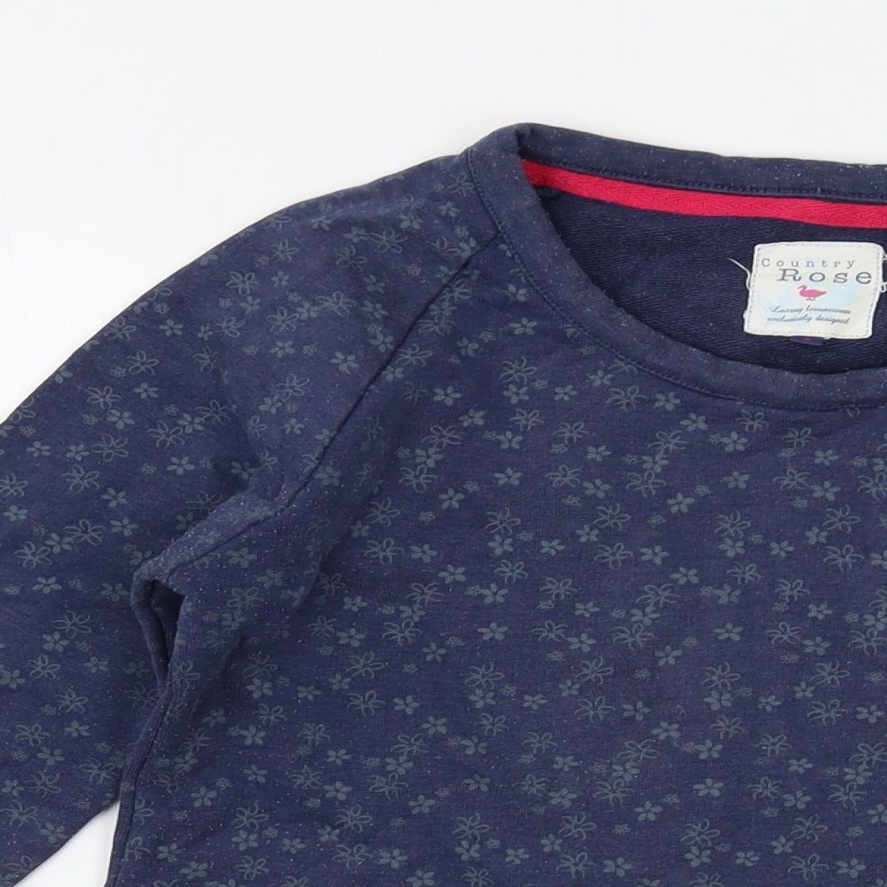 Cameo Rose Womens Blue Geometric Cotton Pullover Sweatshirt Size S Pullover