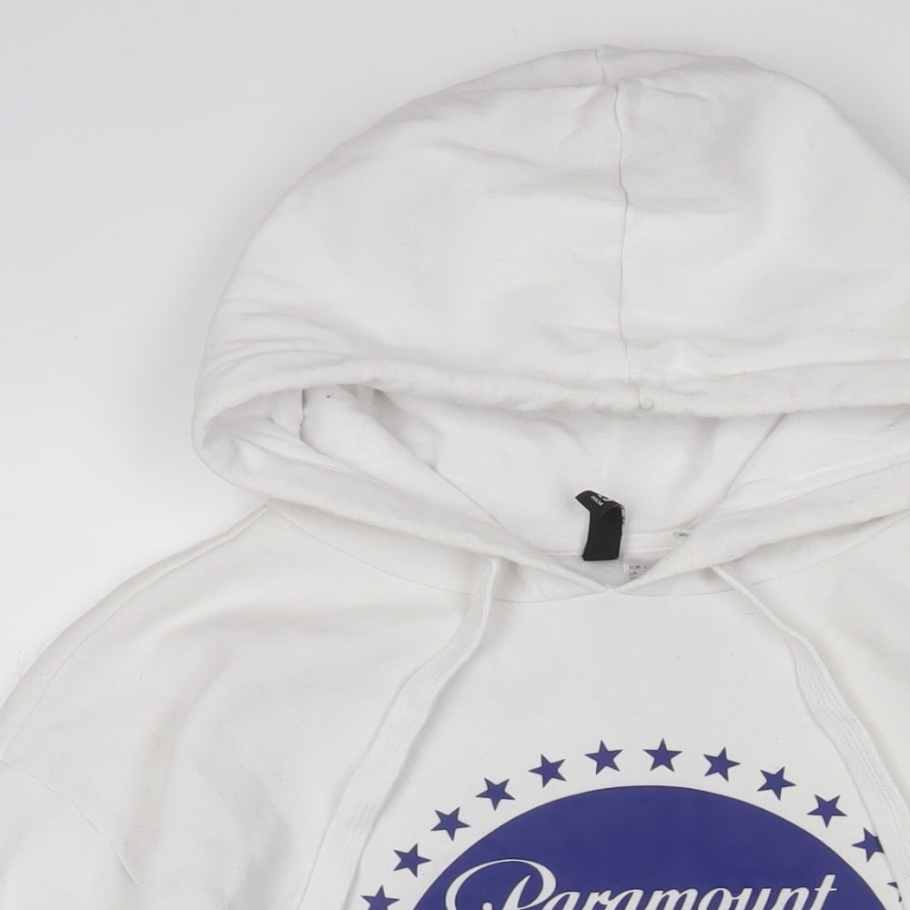 Paramount Womens White Cotton Pullover Hoodie Size L Pullover