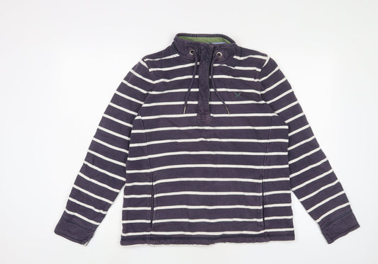 Crew Clothing Womens Blue Striped Cotton Pullover Sweatshirt Size 12 Zip