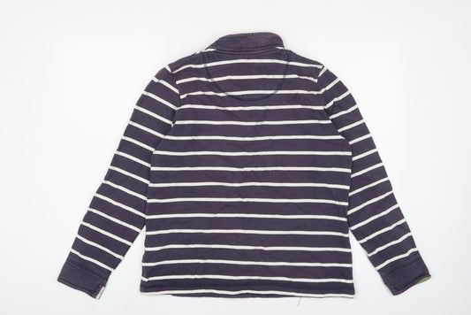 Crew Clothing Womens Blue Striped Cotton Pullover Sweatshirt Size 12 Zip