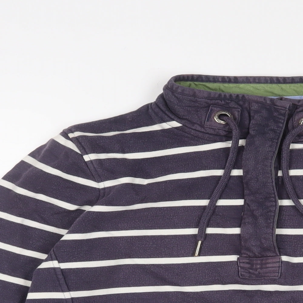 Crew Clothing Womens Blue Striped Cotton Pullover Sweatshirt Size 12 Zip