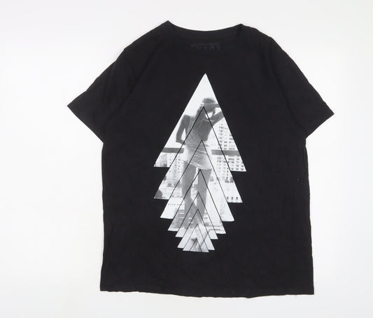 K.I.D Mens Black Cotton T-Shirt Size M Crew Neck