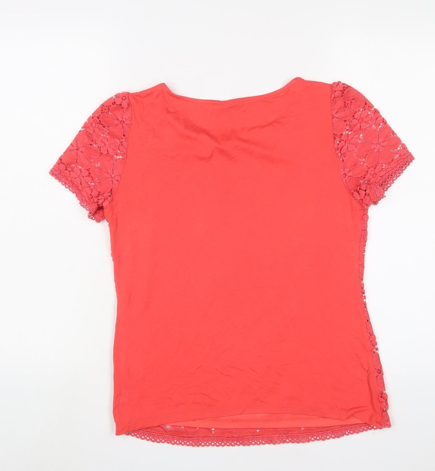 Oasis Womens Pink Polyamide Basic T-Shirt Size S Crew Neck
