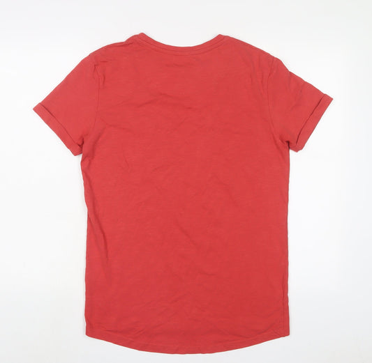 Copenhagen Mens Red Cotton T-Shirt Size S Crew Neck - Logo, Embroidered