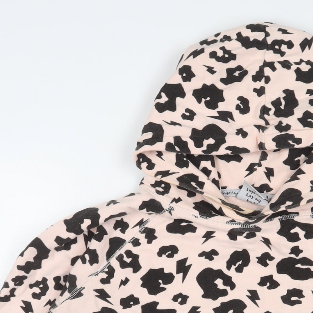 Scamp & Dude Womens Pink Animal Print Cotton Pullover Hoodie Size S Pullover