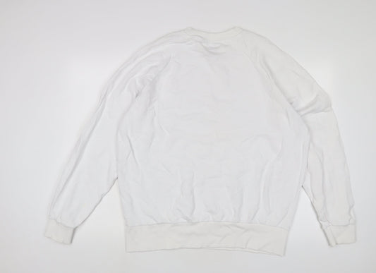 COLLUSION Womens White Cotton Pullover Sweatshirt Size 10 Pullover - Logo, Embroidered