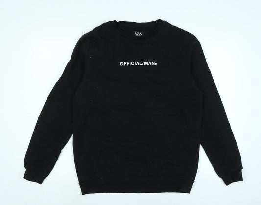boohoo man Mens Black Polyester Pullover Sweatshirt Size M - Official Man