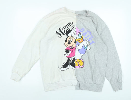 Disney Womens Grey Polyester Pullover Sweatshirt Size M - Minnie Mouse -Disney Daisy