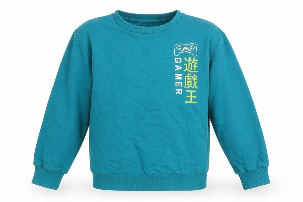 Front view of Urban Dept boys’ blue polyester pullover sweatshirt, size 7-8, years - gamer