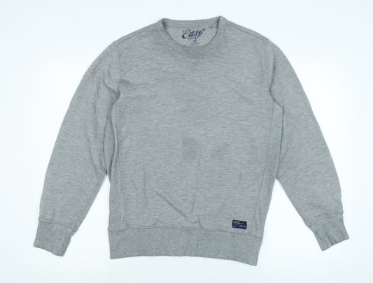 Easy Mens Grey Cotton Pullover Sweatshirt Size M - Logo