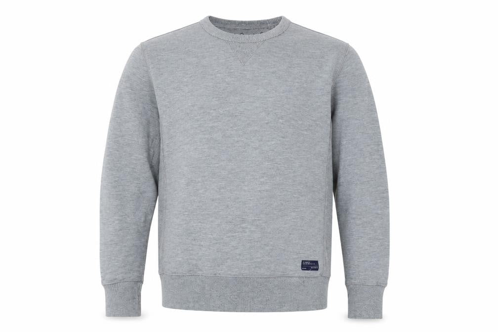 Front view of Easy men’s grey cotton pullover sweatshirt, size M, - logo