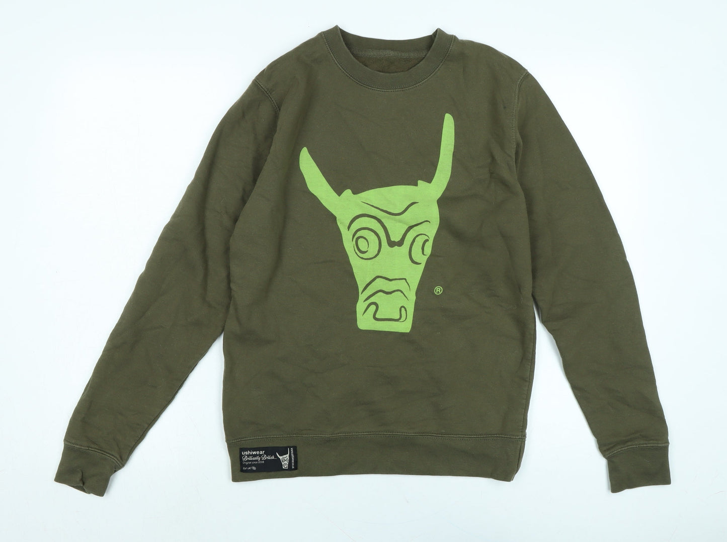 Ushiwear Mens Green Polyester Pullover Sweatshirt Size M - Logo