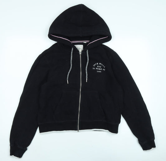 Jack Wills Womens Black Jacket Size 10 Zip - Jack Wills EST 22 Fore ST 1999