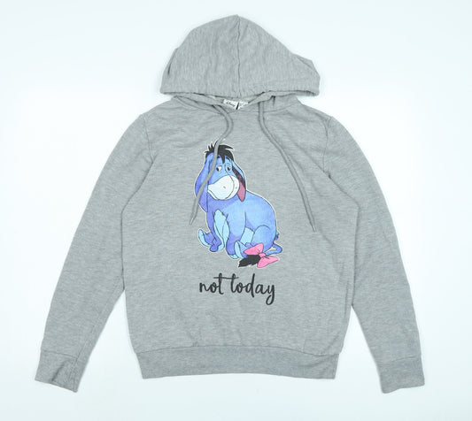 Disney Womens Grey Polyester Pullover Hoodie Size S - NOT TODAY