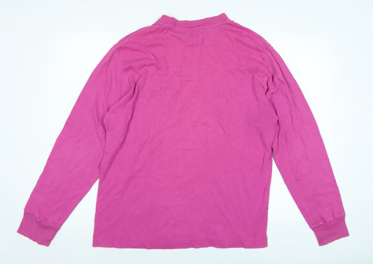 United Colors of Benetton Womens Pink Cotton Basic T-Shirt Size M Crew Neck - Logo