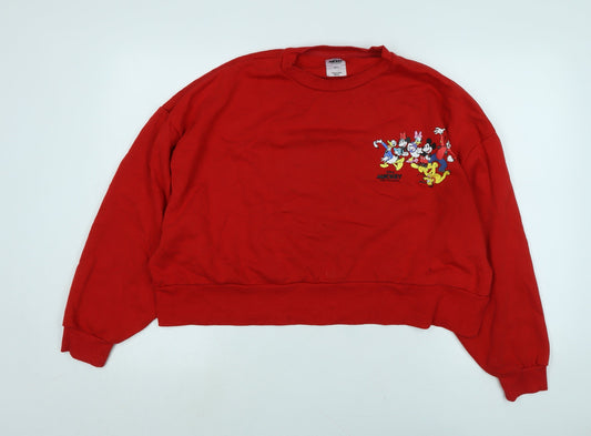 Disney Womens Red Polyester Pullover Sweatshirt Size M - Micky and Friends
