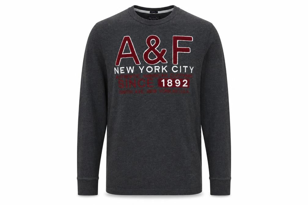 Abercrombie & Fitch Mens Grey Cotton Pullover Sweatshirt Size 2XL - A&F New York City