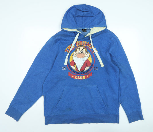 Disney Mens Blue Polyester Pullover Hoodie Size M - The grumpy Club