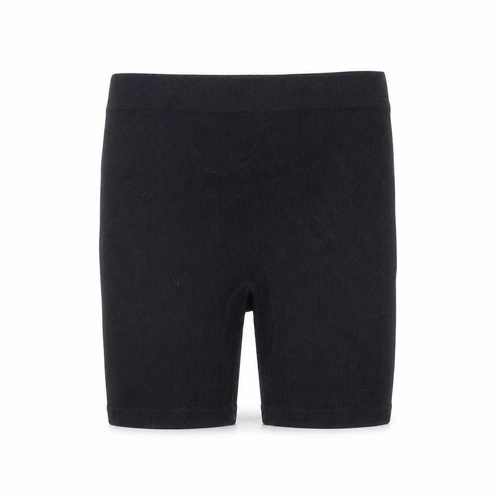 Front view of Dunnes women’s black polyimide basic shorts, size XS, regular - elasticated waist