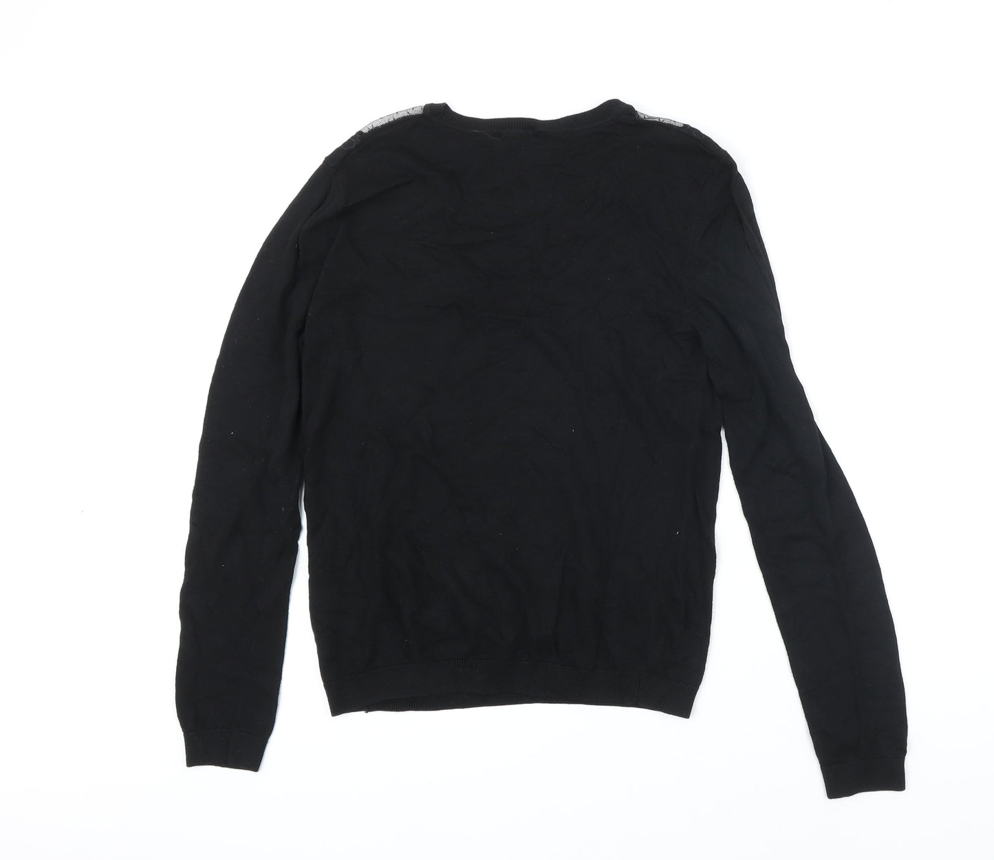 Warehouse Womens Black Round Neck Viscose Pullover Jumper Size 14