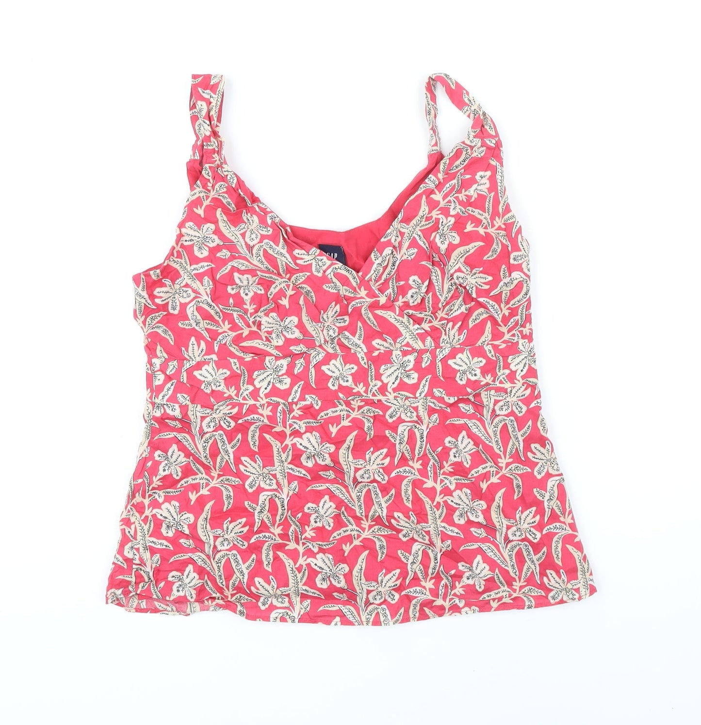 Gap Womens Pink Floral 100% Cotton Basic Blouse Size S V-Neck